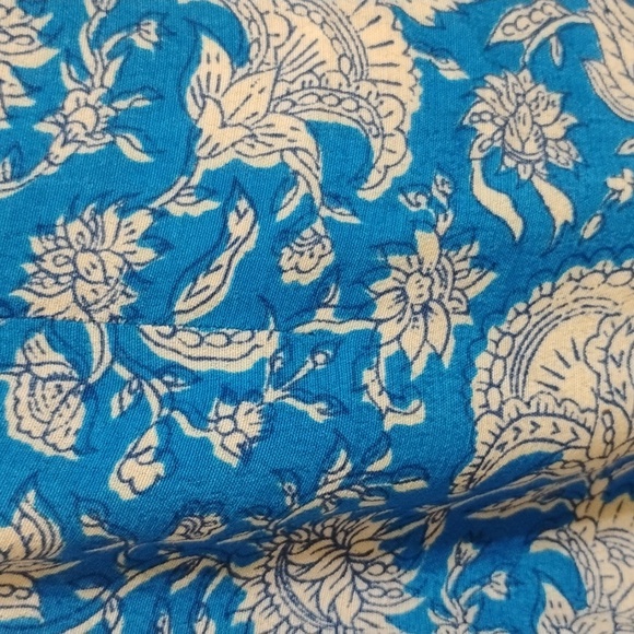 Zara Vibrant Blue Floral Patterned Pareo Short Size L - Picture 7 of 14